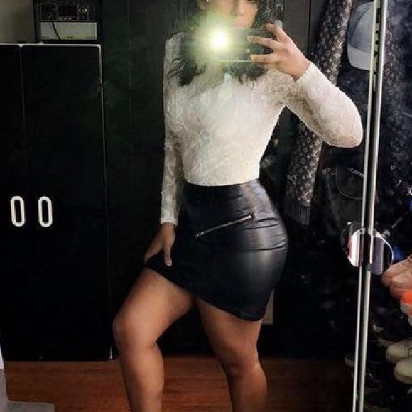 Black leather skirt